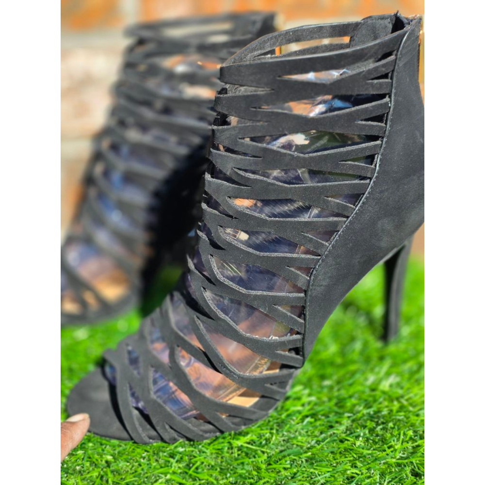 Women's Anne Michelle Black Strappy Stiletto Heels Size 7.5